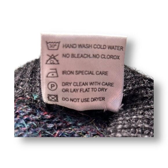 Peru Unlimited L Alpaca Wool Sweater Blue Multicolor Pullover Crew Neck NWT - Picture 5 of 8